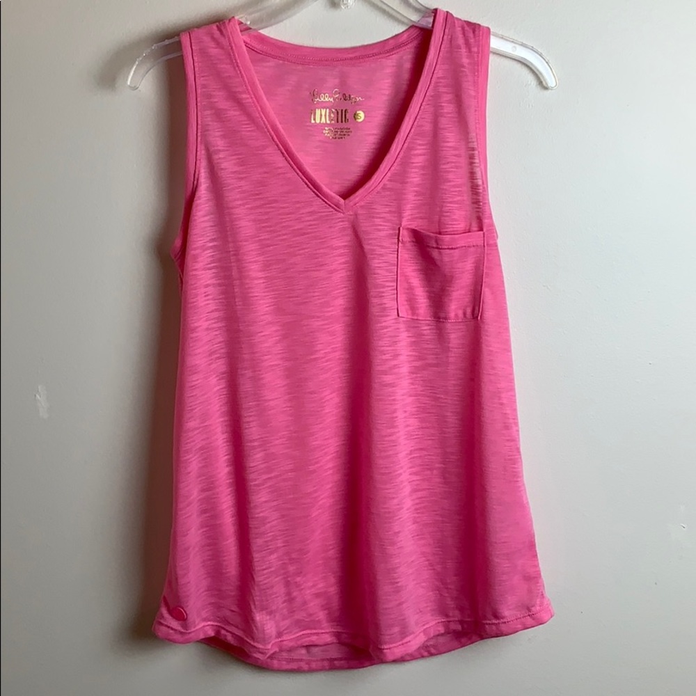 Lilly Pulitzer LUXLETIC ISLA TANK TOP IN HOT PINK